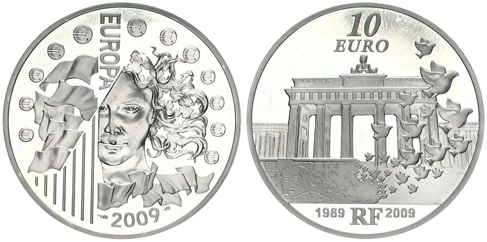 Francia - 10 Euros 2009 - Muro de Berlín