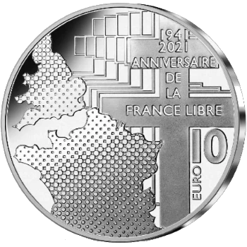Francia - 10 Euros 2021 - De Gaulle y Churchill - Reverso
