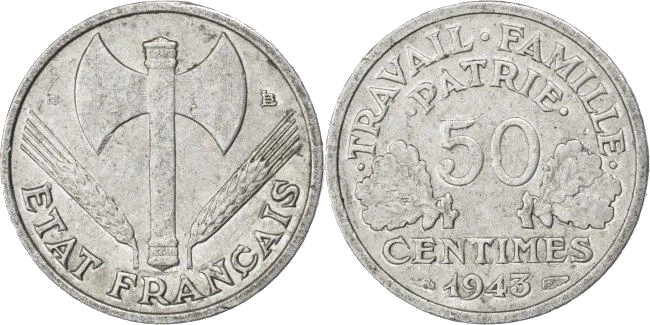 Francia de Vichy - 50 Céntimos 1943
