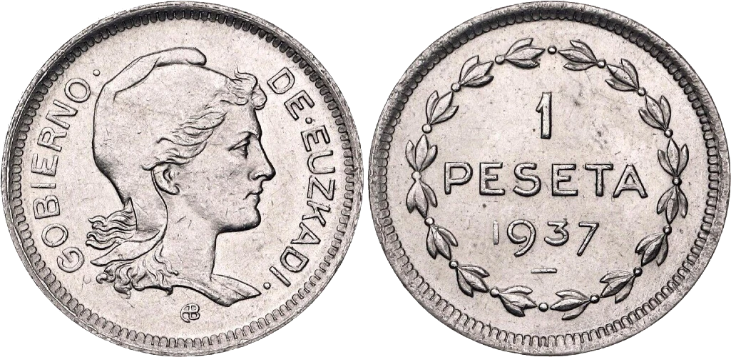 Gobierno de Euzkadi - Moneda 1 Peseta 1937