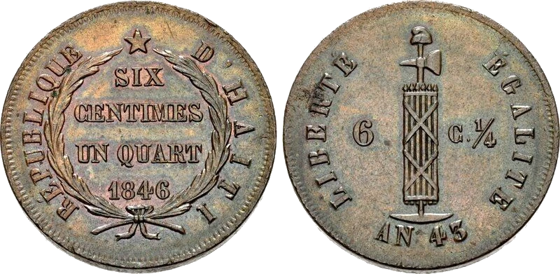 Haití - 6 Céntimos y Un Cuarto 1846