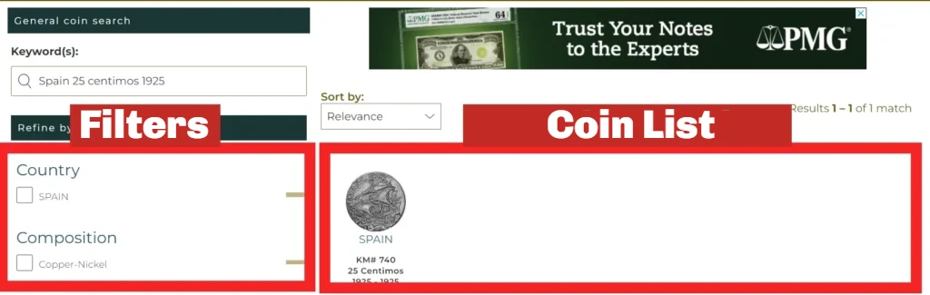 How to Find the KM number of a coin - Step 2