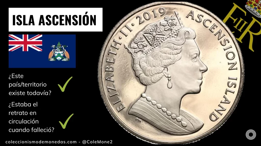 Isla Ascensión - Monedas con Busto de Isabel II