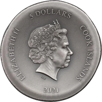 Islas Cook - 5 Dólares 2021 - Búho - Reverso