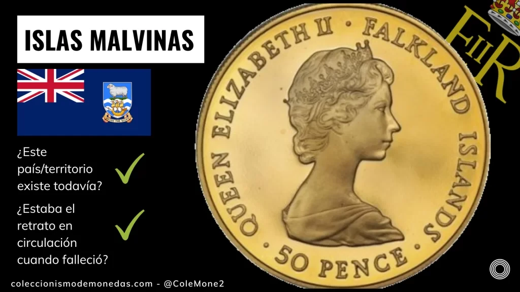 Islas Malvinas - Monedas con Busto de Isabel II