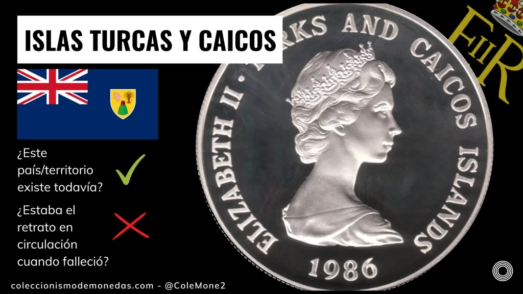 Islas Turcas y Caicos - Monedas con Busto de Isabel II