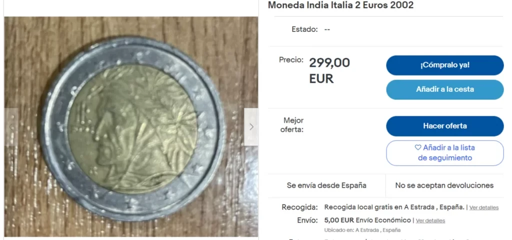 Italia - 2 Euros 2002 - Anuncio eBay