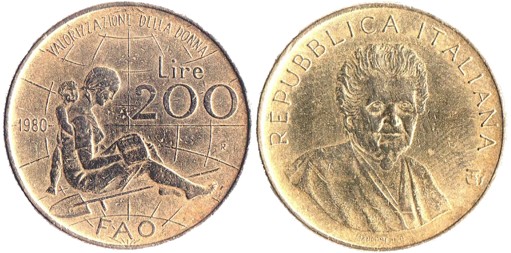 Italia - 200 Liras 1980 - Maria Montessori
