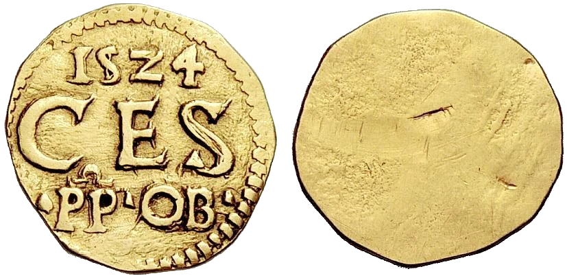 Italia - Ducado de Pavía - 1 Ducado 1524 - Redondo - Moneda Obsidional
