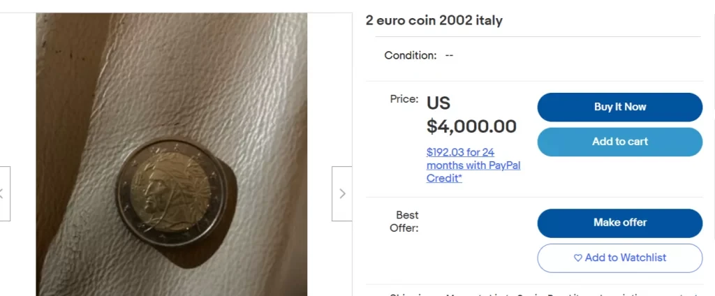 Italy - 2 Euros 2002 - eBay Ad 2
