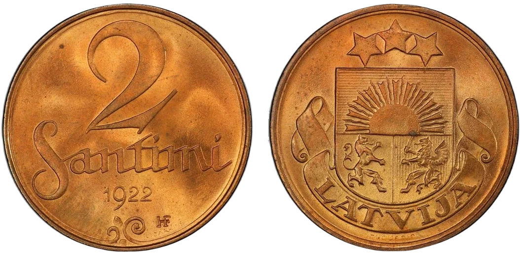 Letonia - 2 Santimi 1922