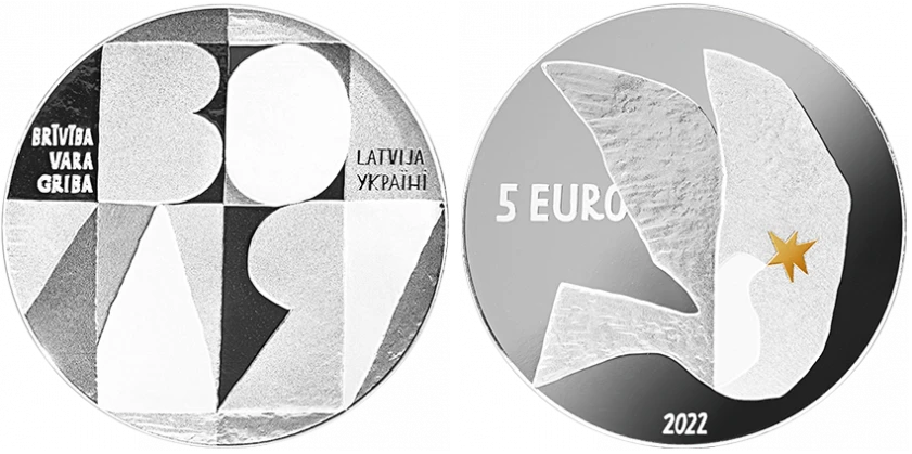 Letonia - 5 Euros 2023 - Por la Libertad de Ucrania
