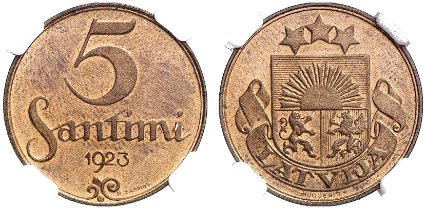 Letonia - 5 Santimi 1923