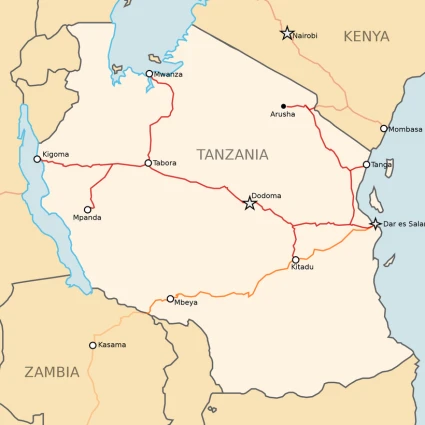 Línas de Ferrocarril en Tanzania