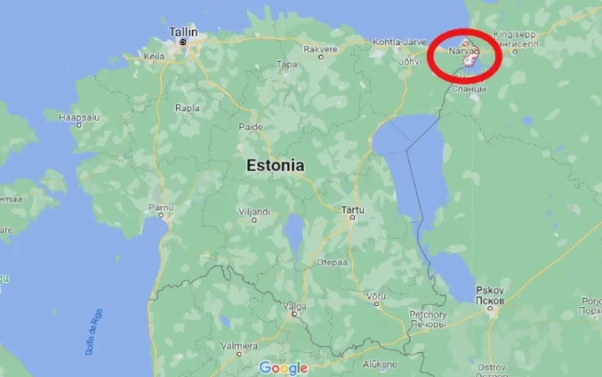 Localización de Narva en Estonia