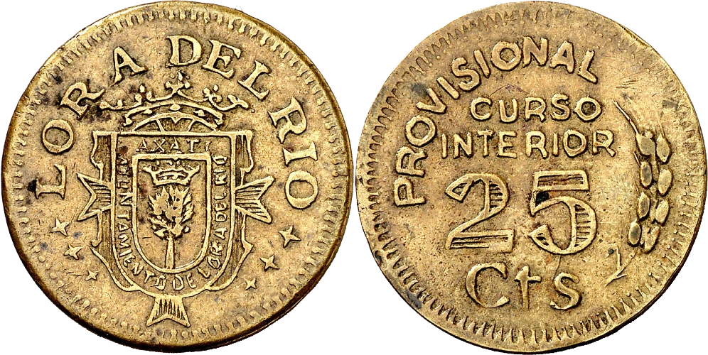 Lora del Río - Moneda de 25 Céntimos - Emisión Local Guerra Civil