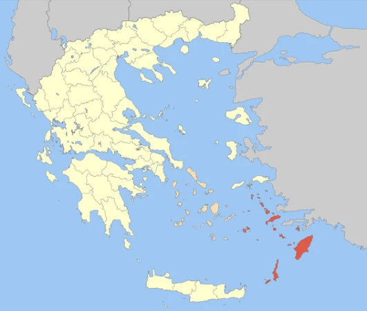 Mapa de la Localización de las Islas del Dodecaneso en Grecia