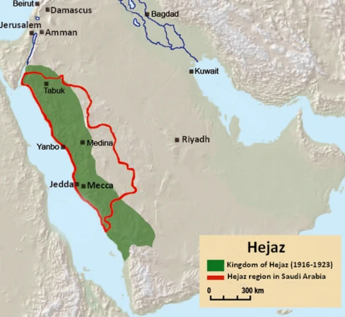 Mapa del Reino de Hejaz