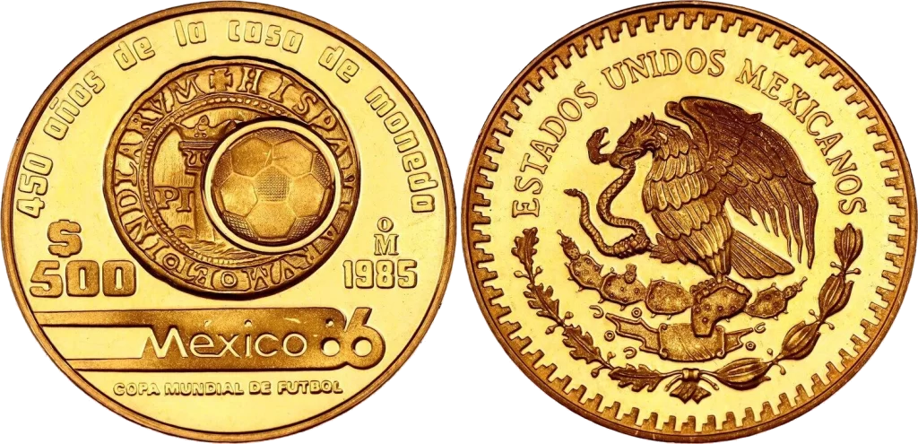 México - 500 Pesos 1985 - Ceca y Mundial de Fútbol