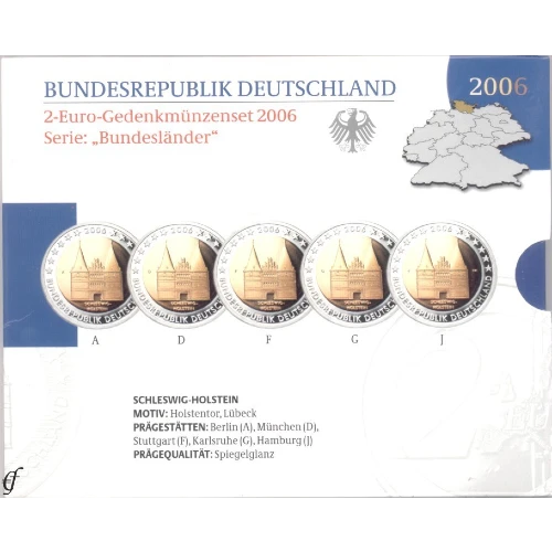 Moneda de 2 Euros Conmemorativos de Alemania 2006 - Schleswig-Holstein - Cartera Proof - Foto 1