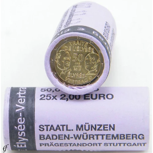 Moneda de 2 Euros Conmemorativos de Alemania 2013 - Tratado del Elíseo - Rollo - Foto 1