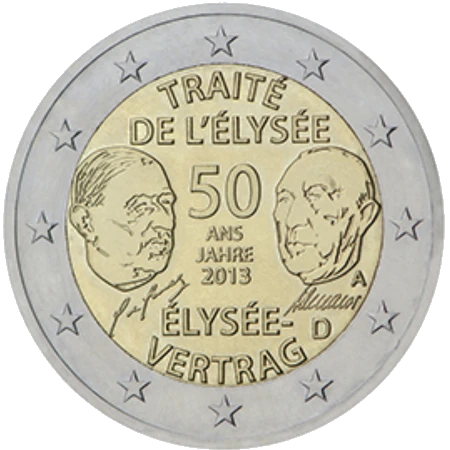 Moneda de 2 Euros Conmemorativos de Alemania 2013 - Tratado del Elíseo