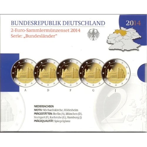 Moneda de 2 Euros Conmemorativos de Alemania 2014 - Niedersachsen - Cartera Proof - Foto 1