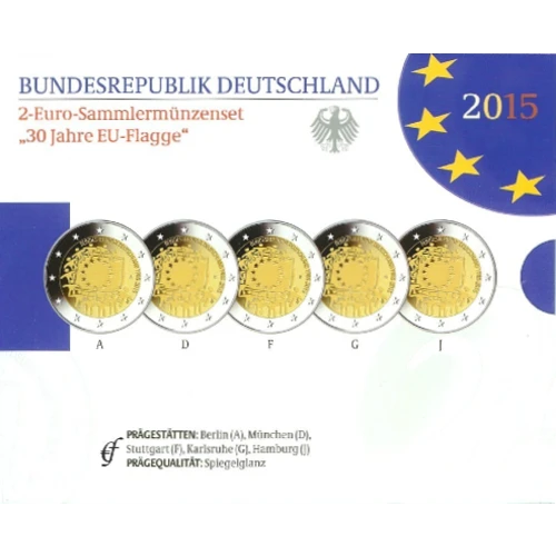 Moneda de 2 Euros Conmemorativos de Alemania 2015 - 30 Aniversario de la Bandera de la Unión Europea - Cartera Proof - Foto 1