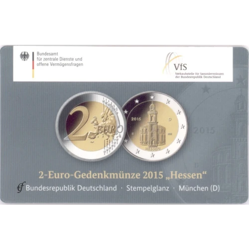 Moneda de 2 Euros Conmemorativos de Alemania 2015 - Hessen - Coincard - Foto 1