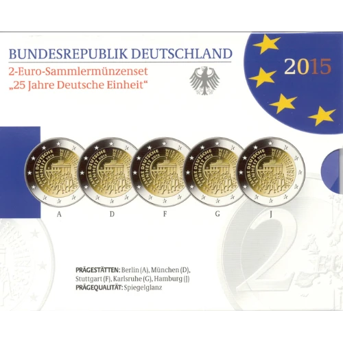 Moneda de 2 Euros Conmemorativos de Alemania 2015 - Reunificación Alemana - Cartera Proof - Foto 1