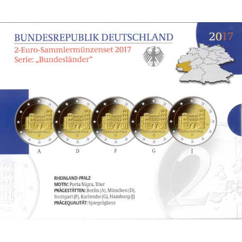 Moneda de 2 Euros Conmemorativos de Alemania 2017 - Rheinland-Pfalz - Cartera Proof - Foto 1