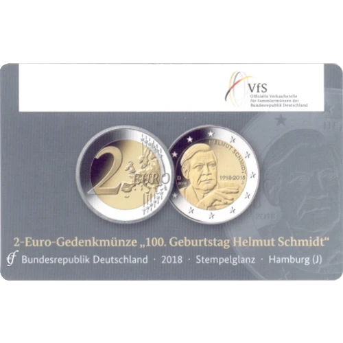 Moneda de 2 Euros Conmemorativos de Alemania 2018 - Helmut Schmidt - Coincard - Foto 1