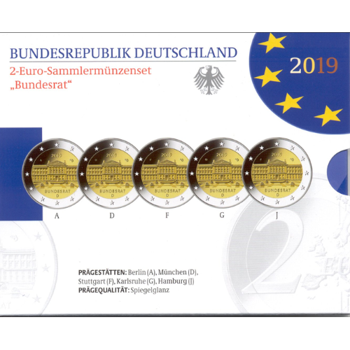 Moneda de 2 Euros Conmemorativos de Alemania 2019 - Bundesrat - Cartera Proof - Foto 1