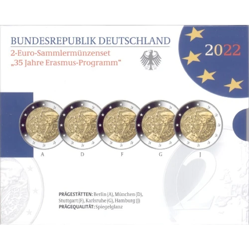Moneda de 2 Euros Conmemorativos de Alemania 2022 - 35 Aniversario del Programa Erasmus - Cartera Proof - Foto 1