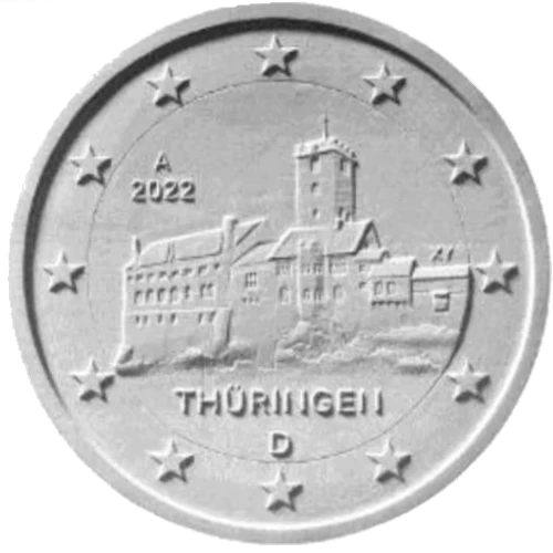 Moneda de 2 Euros Conmemorativos de Alemania 2022 - Thüringen - Diseño Alternativo de Ulrike Funck