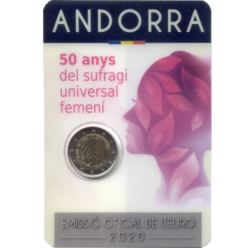 Moneda de 2 Euros Conmemorativos de Andorra 2020 - Sufragio Universal Femenino - Coincard - Foto 1