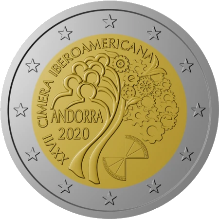 Moneda de 2 Euros Conmemorativos de Andorra 2020 - XXVII Cumbre Iberoamericana
