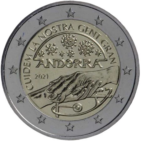 Moneda de 2 Euros Conmemorativos de Andorra 2021 - Cuidemos a Nuestros Mayores