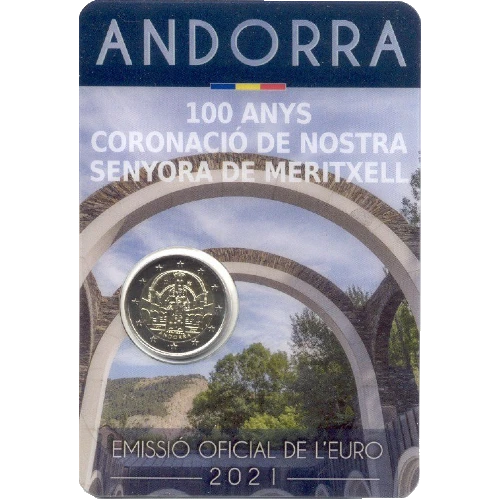 Moneda de 2 Euros Conmemorativos de Andorra 2021 - Nuestra Señora de Meritxell - Coincard Flor de Cuño - Foto 1