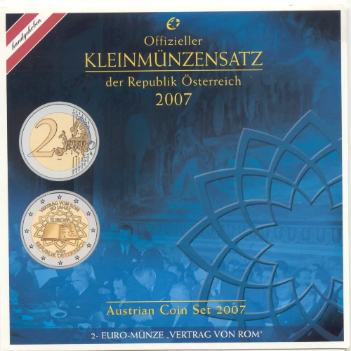 Moneda de 2 Euros Conmemorativos de Austria 2007 - Tratado de Roma - Cartera Anual Flor de Cuño - Foto 1
