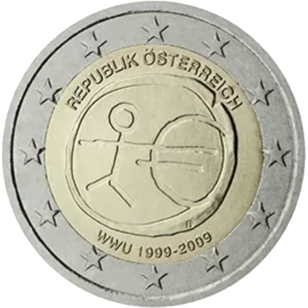 Moneda de 2 Euros Conmemorativos de Austria 2009 - Unión Económica y Monetaria
