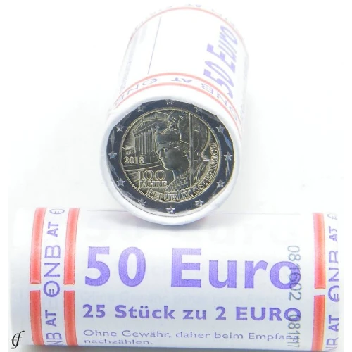 Moneda de 2 Euros Conmemorativos de Austria 2018 - 100 Aniversario de la República de Austria - Rollo - Foto 1