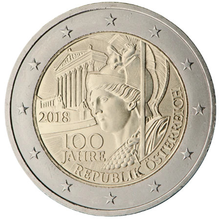 Moneda de 2 Euros Conmemorativos de Austria 2018 - 100 Aniversario de la República de Austria
