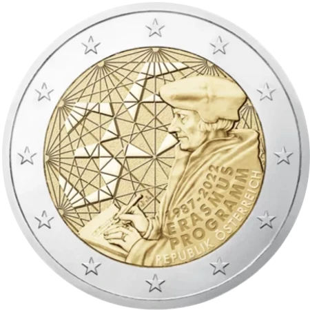 Moneda de 2 Euros Conmemorativos de Austria 2022 - 35 Aniversario del Programa Erasmus