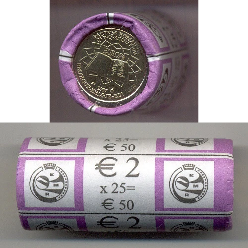 Moneda de 2 Euros Conmemorativos de Bélgica 2007 - Tratado de Roma - Rollo - Foto 1