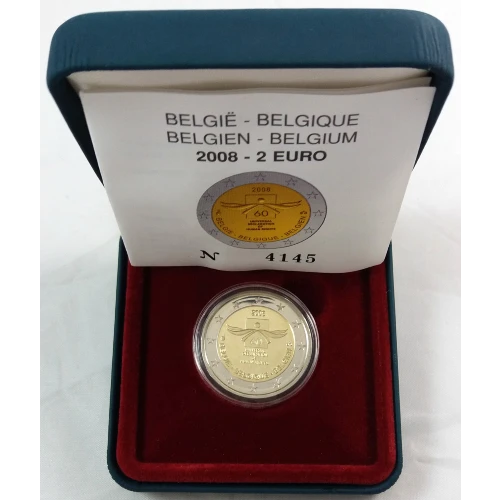Moneda de 2 Euros Conmemorativos de Bélgica 2008 - Declaración de Derechos Humanos - Estuche Proof - Foto 1