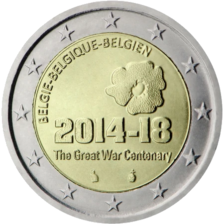 Moneda de 2 Euros Conmemorativos de Bélgica 2014 - Centenario del Comienzo de la Primera Guerra Mundial