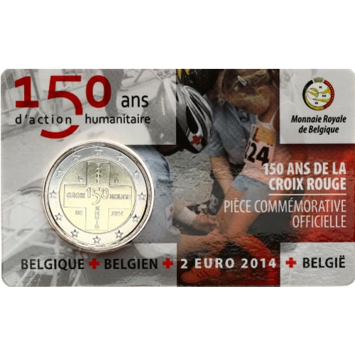 Moneda de 2 Euros Conmemorativos de Bélgica 2014 - Cruz Roja de Bélgica - Coincard en Francés - Foto 1