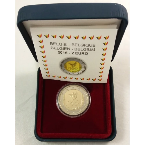 Moneda de 2 Euros Conmemorativos de Bélgica 2016 - Equipo Belga en los Juegos Olímpicos de Río 2016 - Estuche Proof - Foto 1