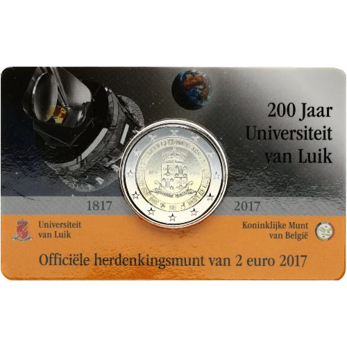 Moneda de 2 Euros Conmemorativos de Bélgica 2017 - Universidad de Lieja - Coincard en Neerlandés - Foto 1